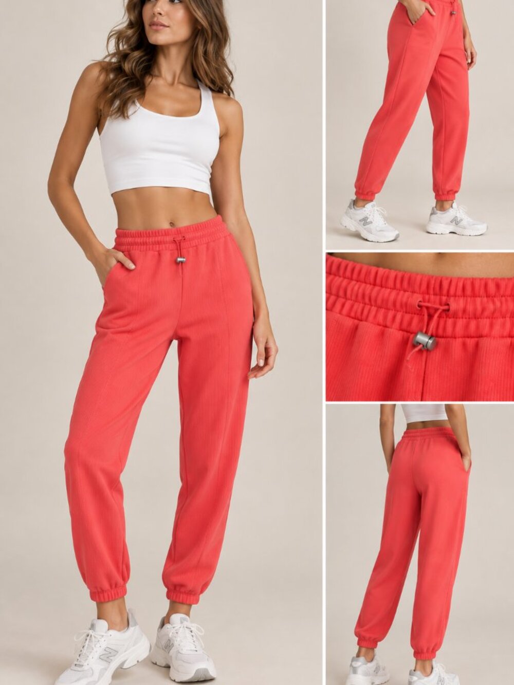 DKNY Sport Coral Ribbed Jogger Sweatpants NWT Size L